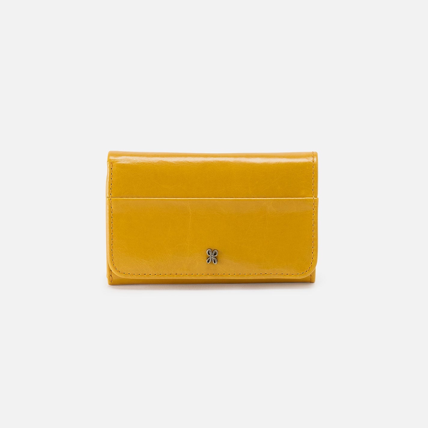 Jill Trifold Wallet In Polished Leather – Sun Glow