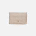 Jill Trifold Wallet In Metallic Leather – Sand Shimmer