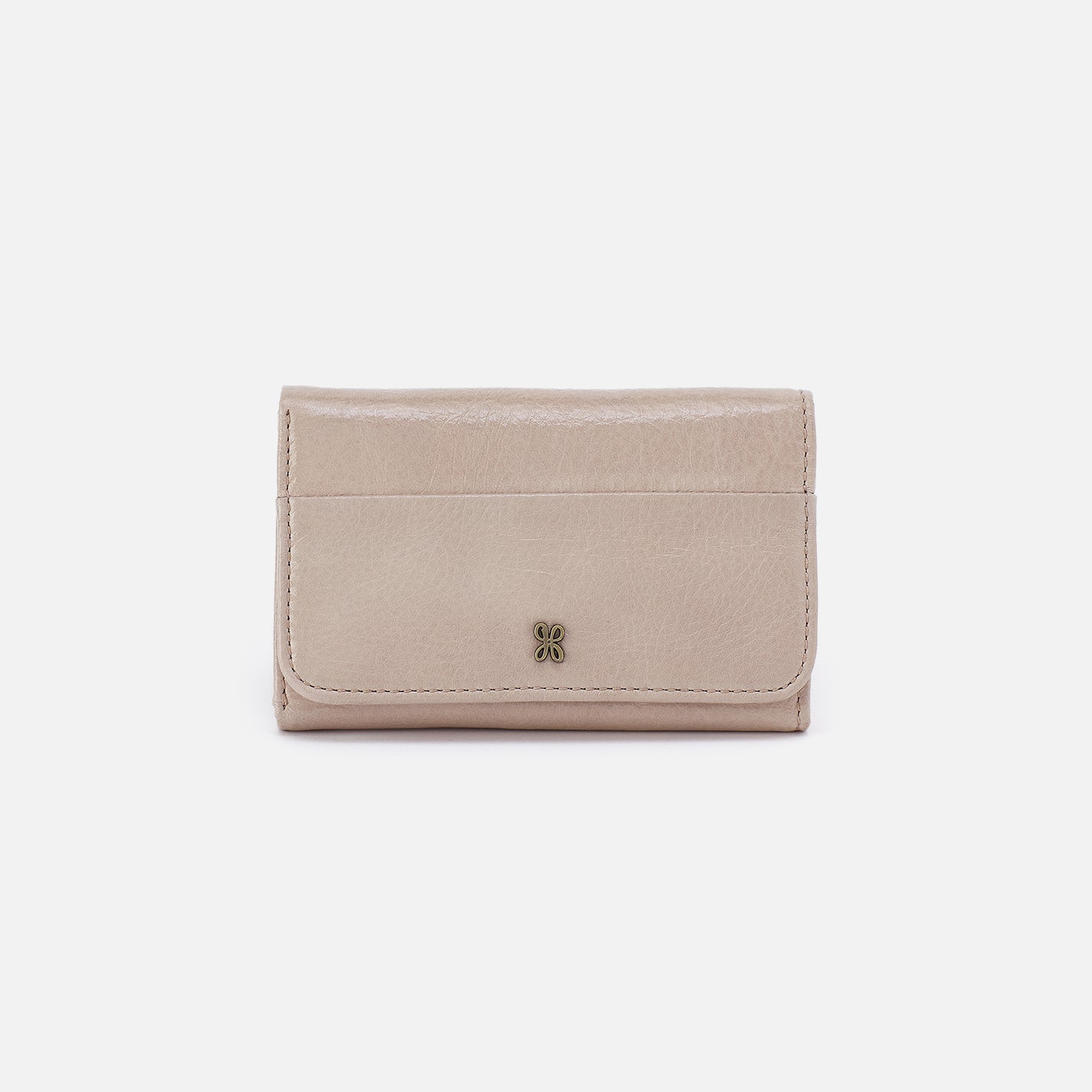 Jill Trifold Wallet in Aniline Gloss Leather – Stone Gloss