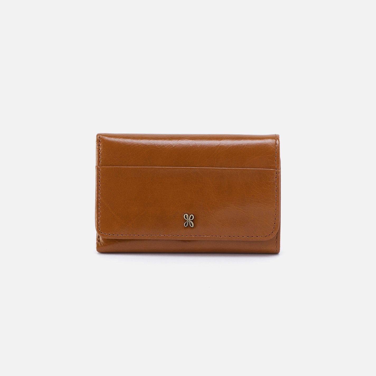 Jill Trifold Wallet in Polished Leather – Truffle
