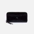 Max Large Zip Around Wallet in Polished Leather – Black