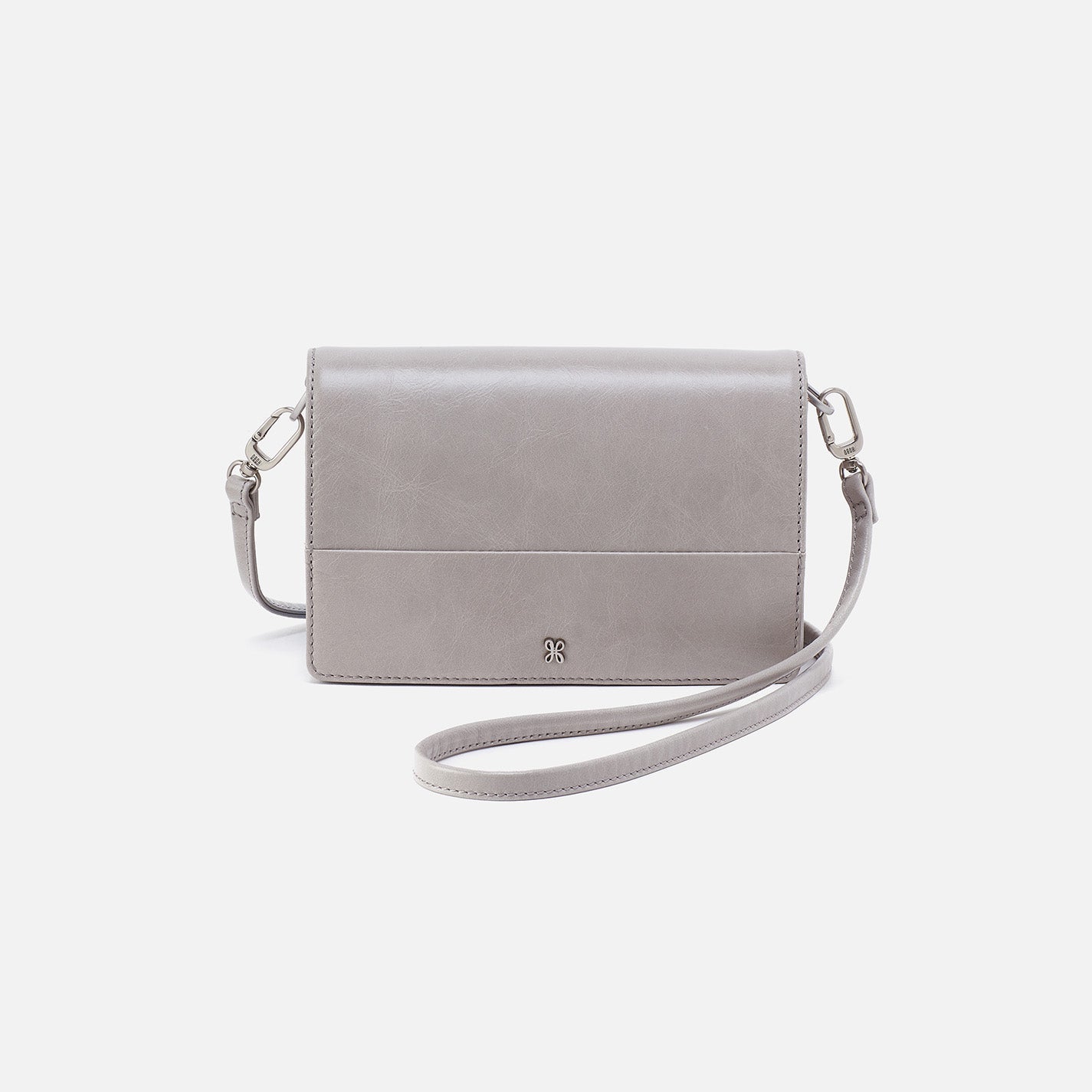 Jill Crossbody In Polished Leather – Light Grey
