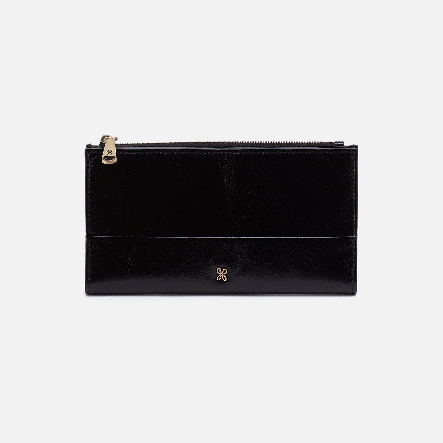 Jill Large Bifold Wallet in Polished Leather – Black