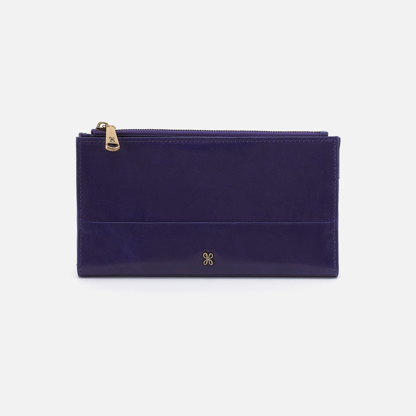 Jill Large Bifold Wallet in Polished Leather – Winter Violet