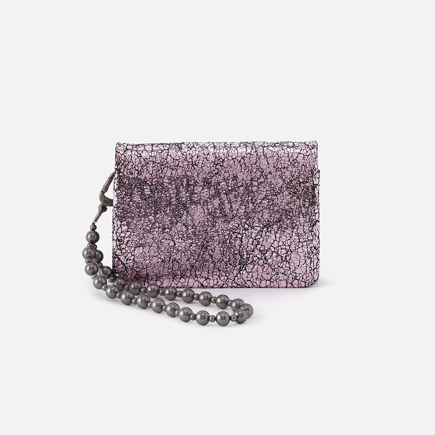 Ross Bead Wristlet In Metallic Leather – Blush Crackle