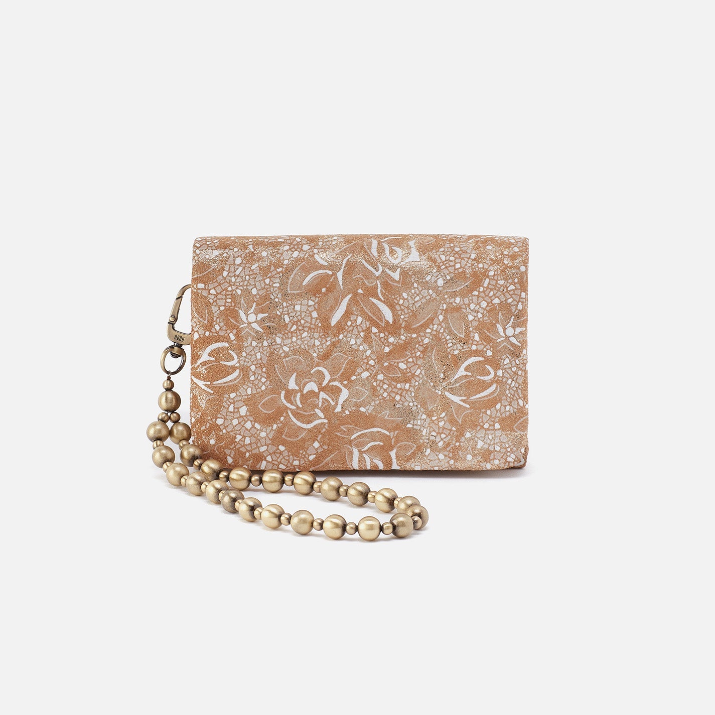 Ross Bead Wristlet In Printed Leather – Gilded Petals
