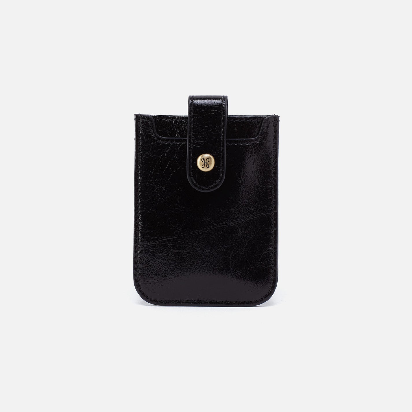 Dunn Card Case In Polished Leather – Black
