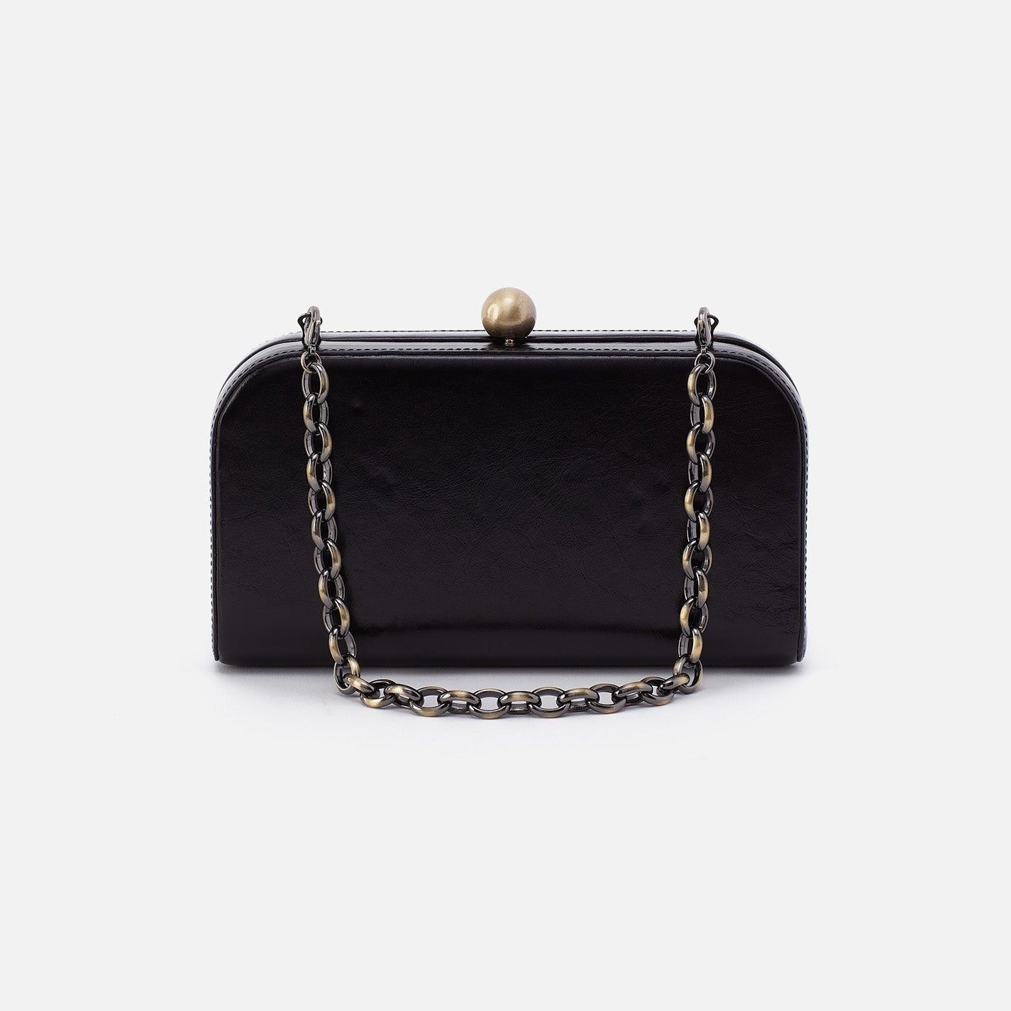 Lauren Minaudiere In Polished Leather – Black