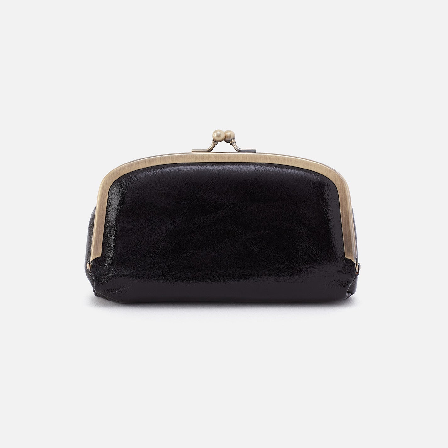 Save Face Frame Pouch In Polished Leather – Black