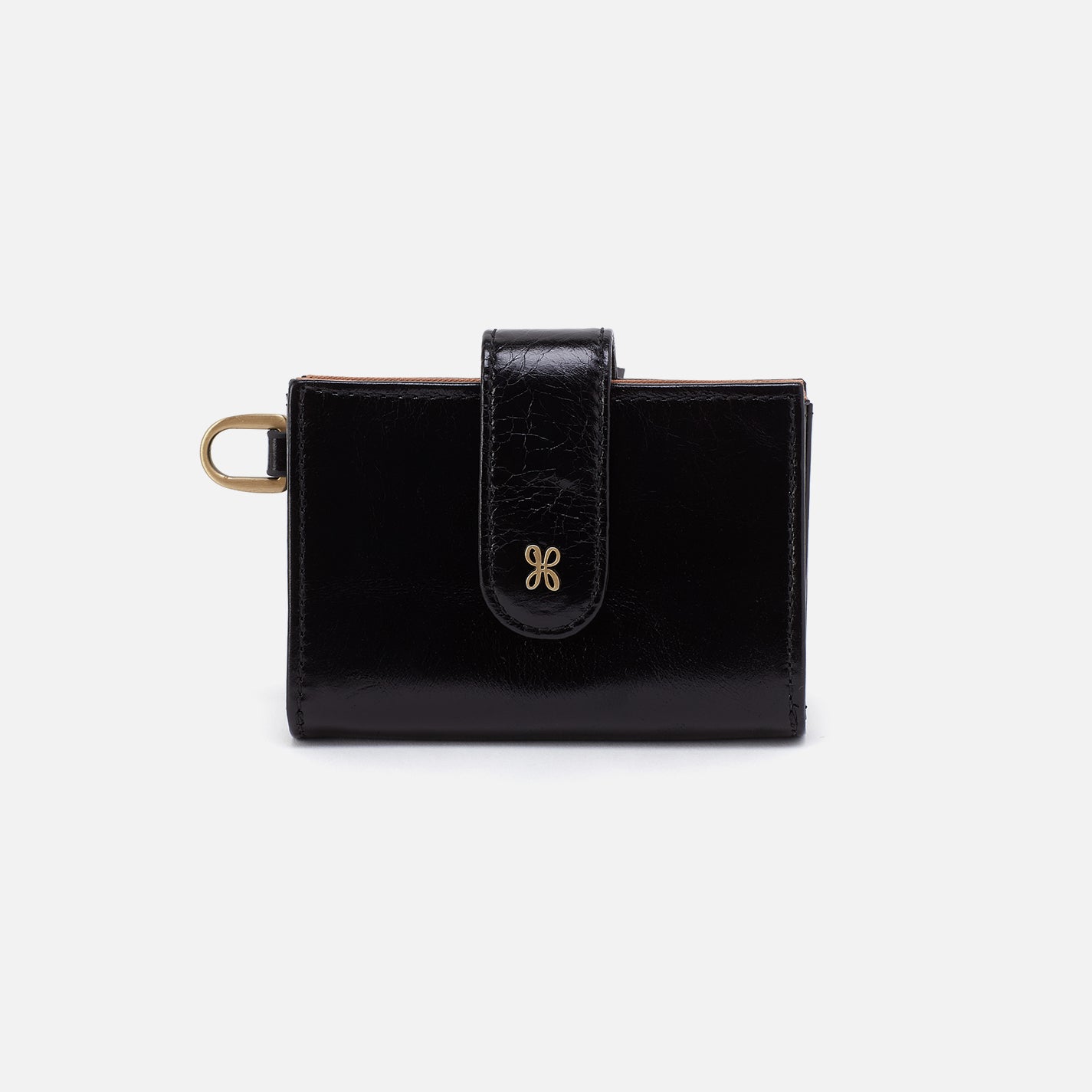 Jean Accordion Card Case In Polished Leather – Black
