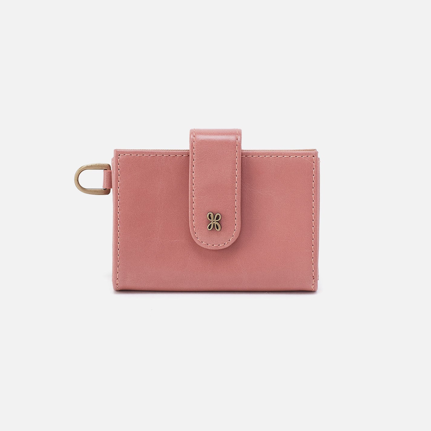 Jean Accordion Card Case In Polished Leather – Rose