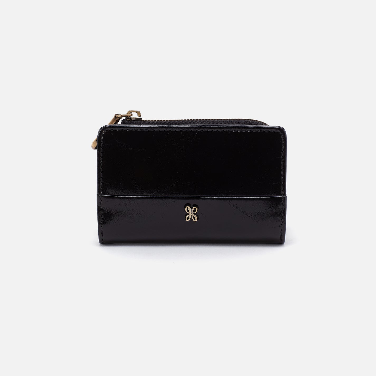 Jill Card Case In Polished Leather – Black