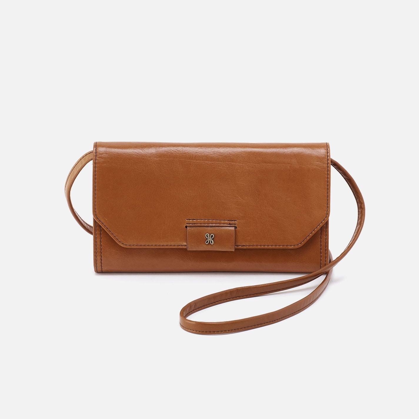 Romy Wallet Crossbody in Polished Leather – Truffle