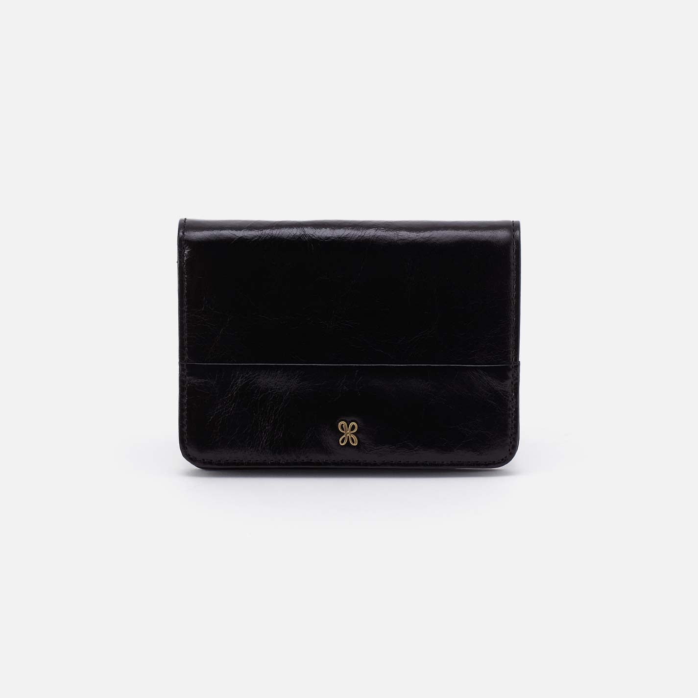 Jill Bifold Wallet in Polished Leather – Black