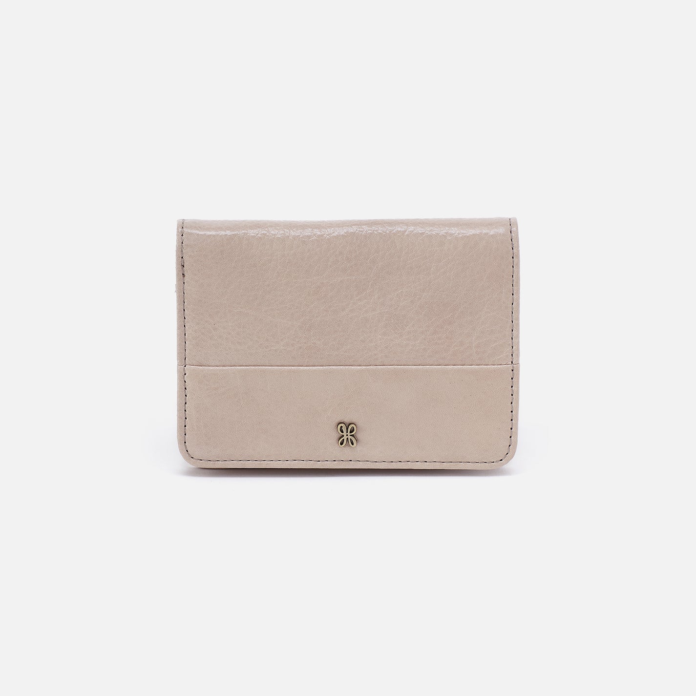 Jill Bifold Wallet in Aniline Gloss Leather – Stone Gloss