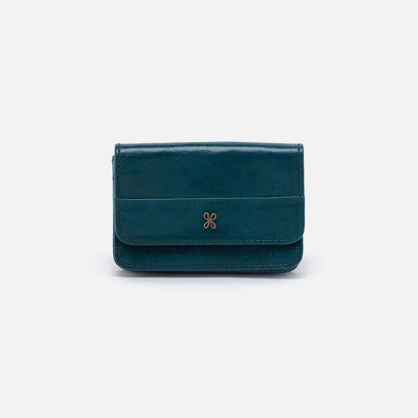 Jill Flap Card Case in Polished Leather – Wild Bluegrass