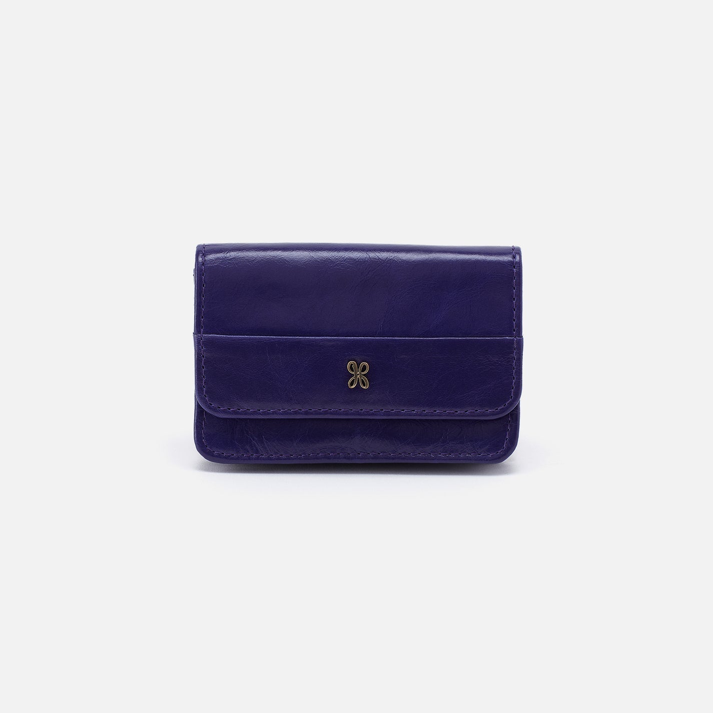 Jill Flap Card Case in Polished Leather – Winter Violet