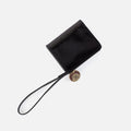 Coin Wristlet Wallet in Polished Leather – Black
