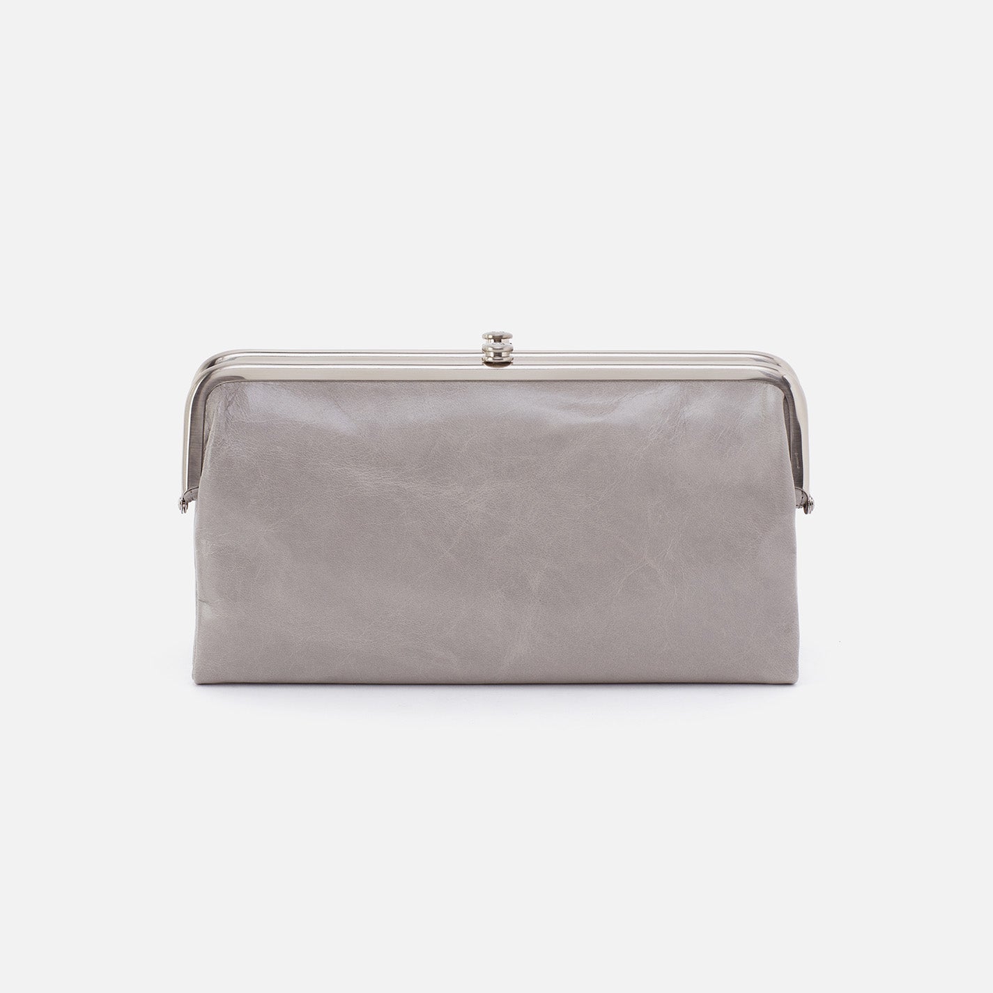 Lauren Clutch-Wallet In Polished Leather – Light Grey