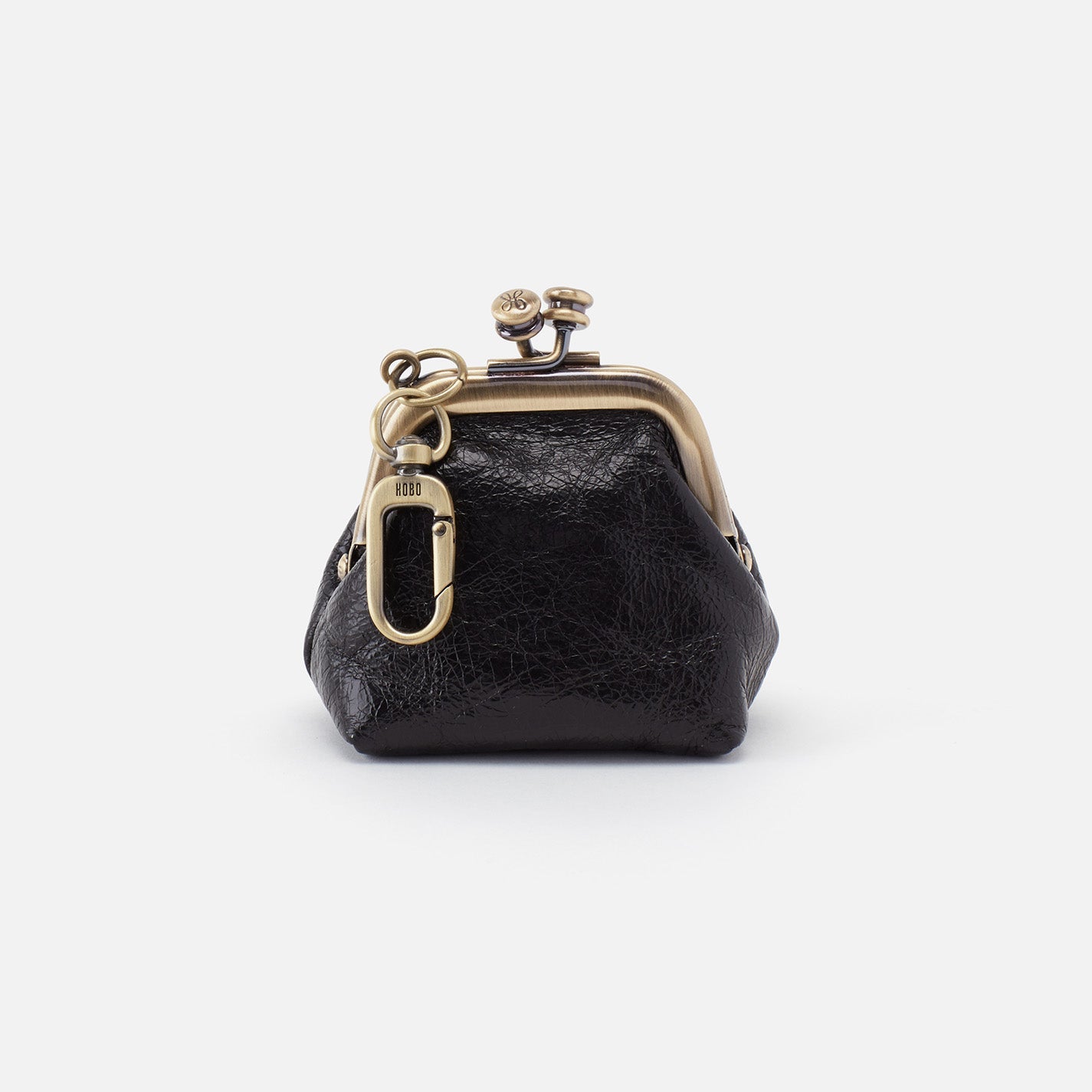 Run Frame Pouch in Polished Leather – Black