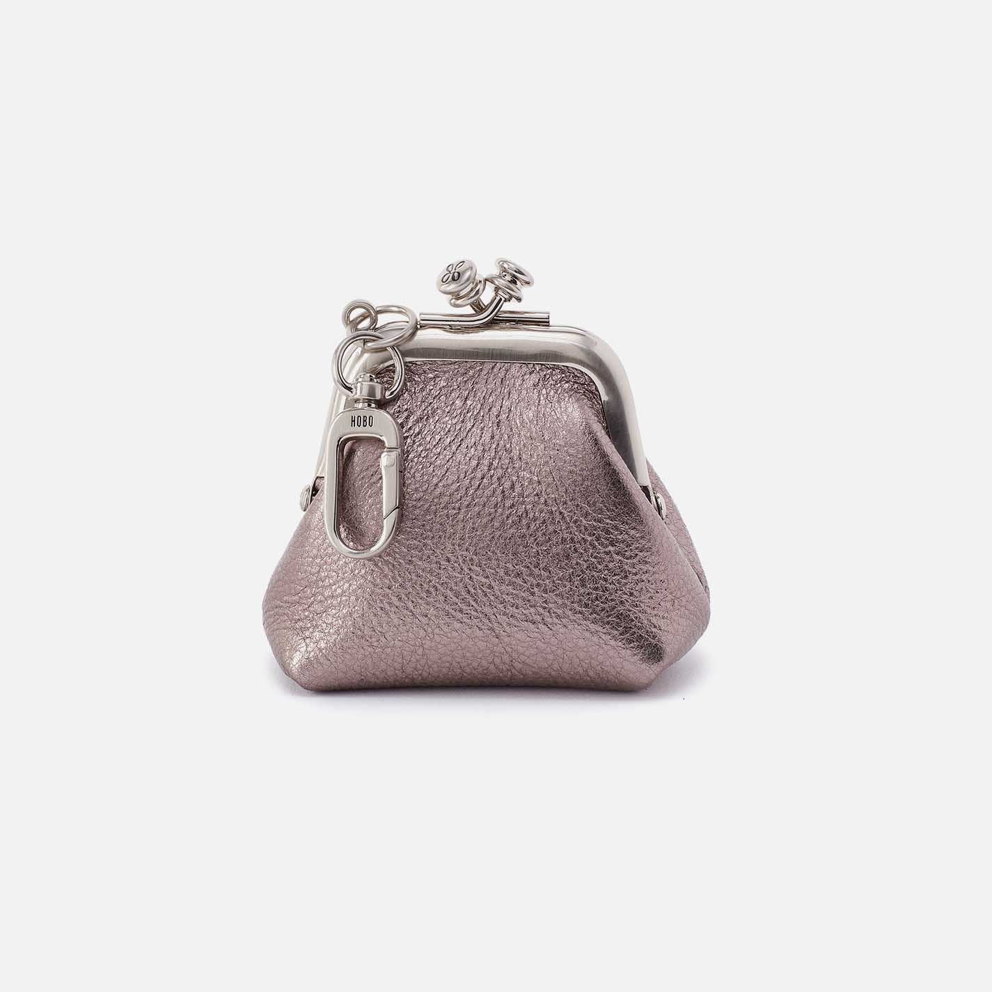 Run Frame Pouch in Metallic Leather – Pewter Spur