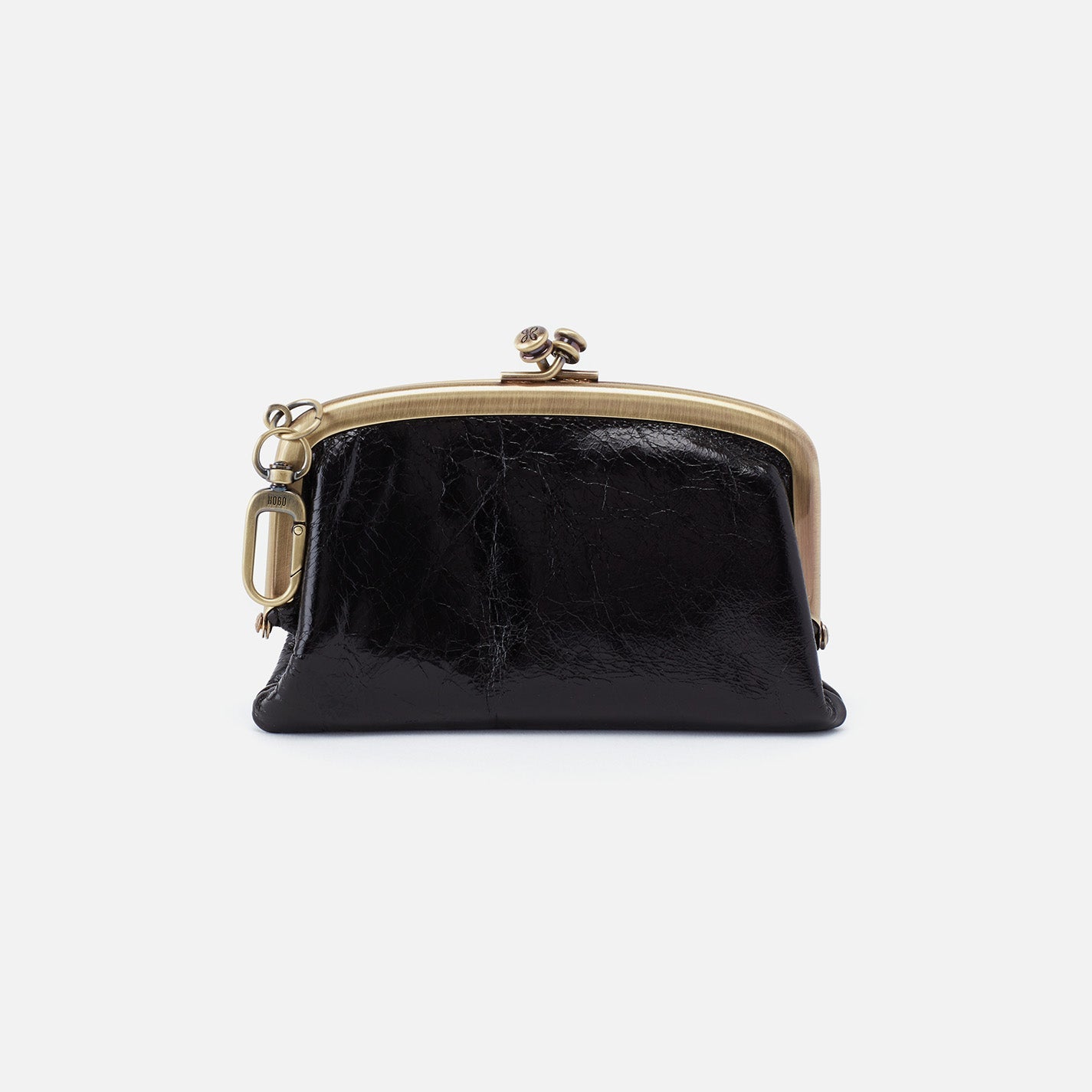 Cheer Frame Pouch In Polished Leather – Black