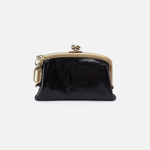 Cheer Frame Pouch In Polished Leather – Black