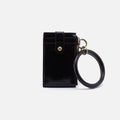 Ring Credit Card Wristlet in Polished Leather – Black