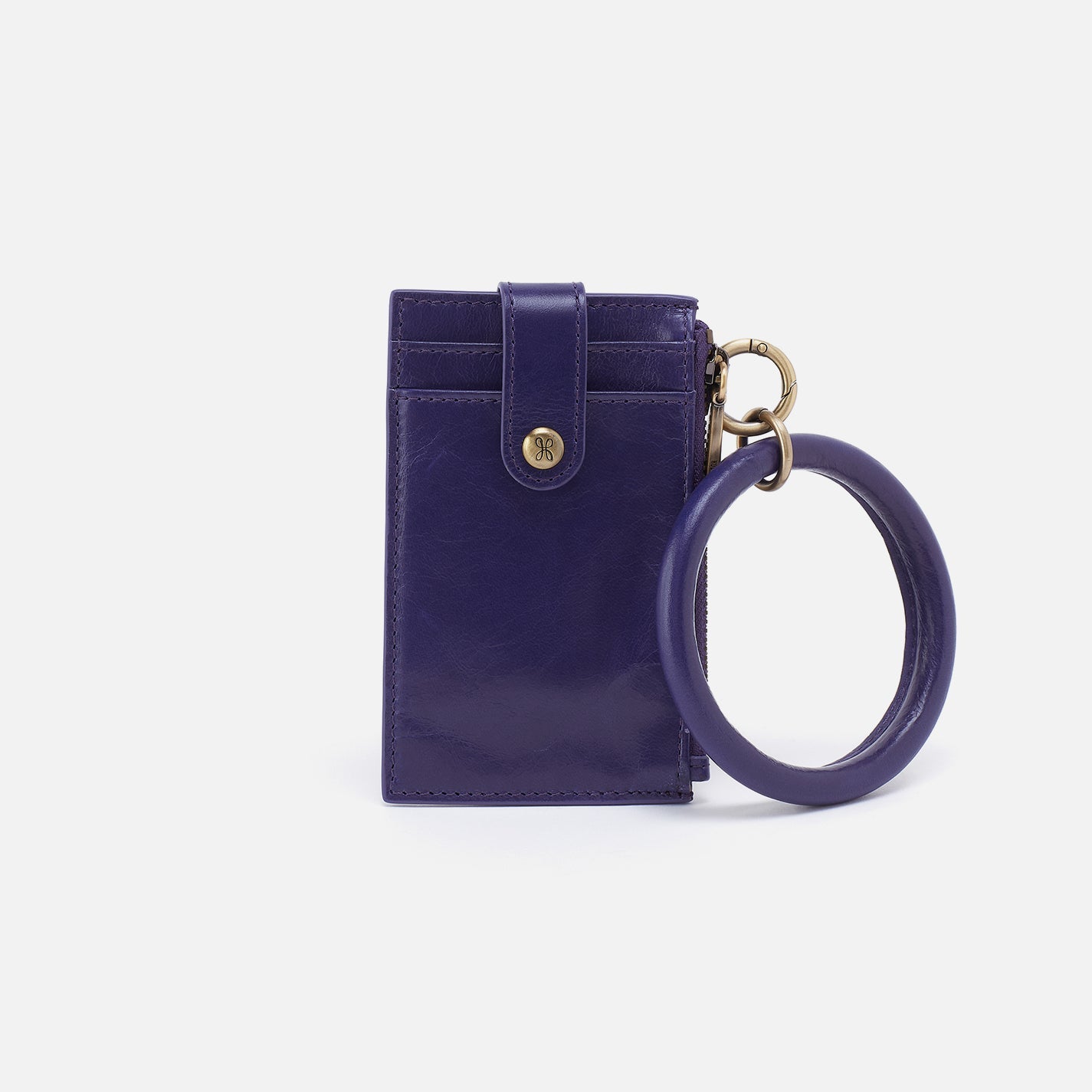 Ring Credit Card Wristlet in Polished Leather – Winter Violet