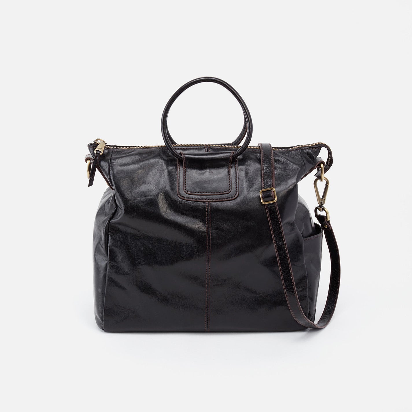 Sheila Large Satchel in Polished Leather – Black