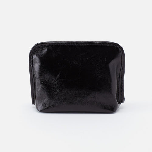 Beauty Cosmetic Pouch in Polished Leather – Black