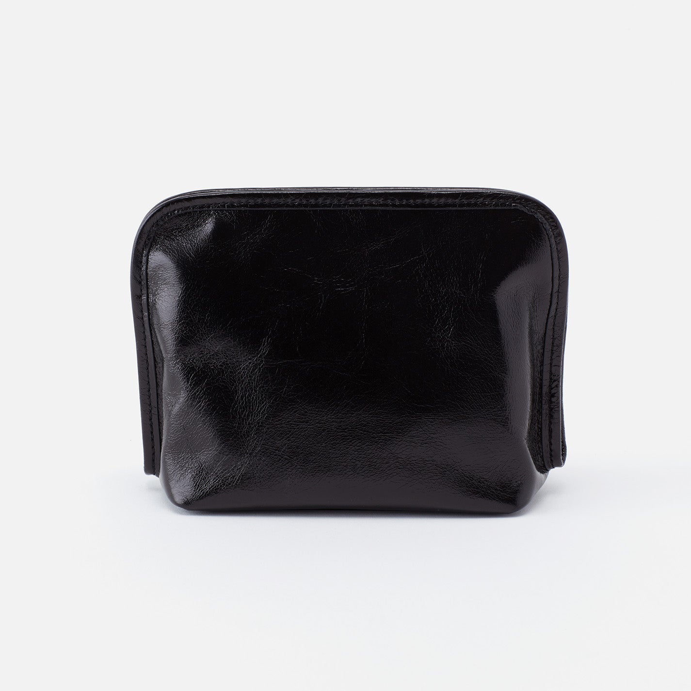 Beauty Cosmetic Pouch in Polished Leather – Black