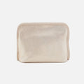Beauty Cosmetic Pouch In Metallic Leather – Sand Shimmer