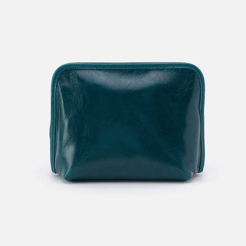 Beauty Cosmetic Pouch in Polished Leather – Wild Bluegrass