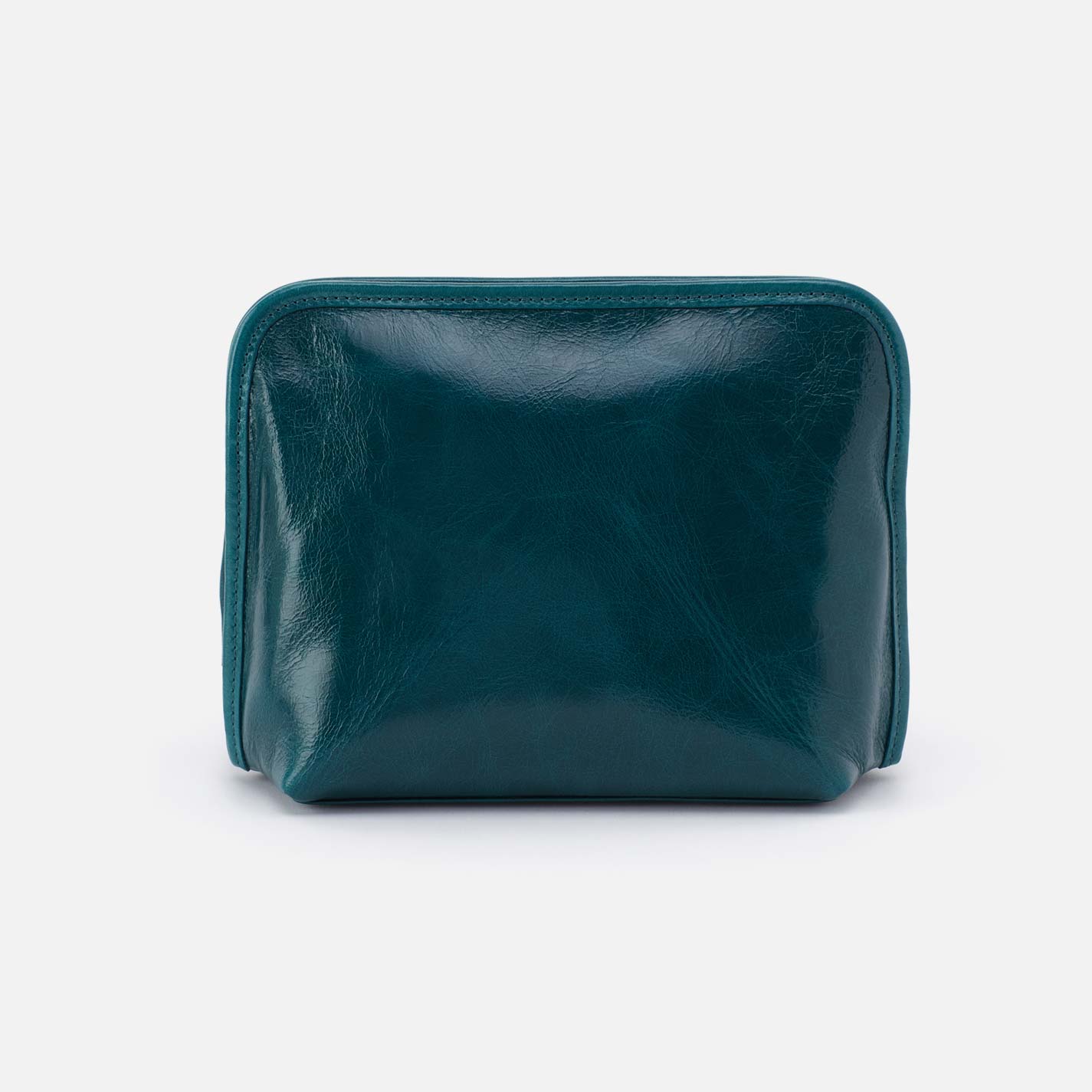 Beauty Cosmetic Pouch in Polished Leather – Wild Bluegrass