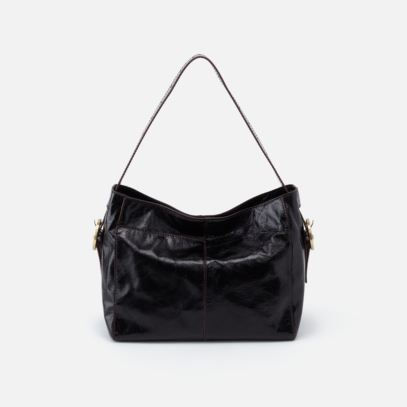 Render Shoulder Bag in Polished Leather – Black