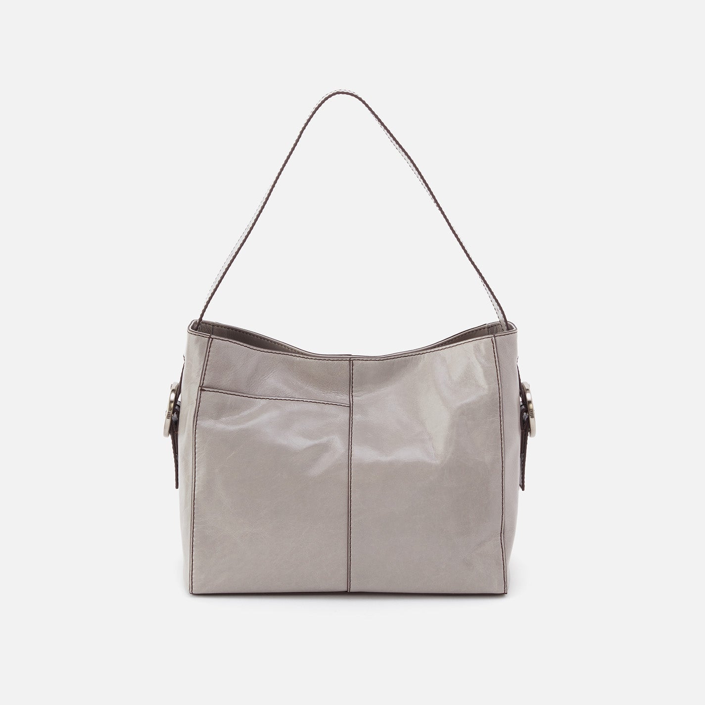 Render Shoulder Bag In Polished Leather – Light Grey