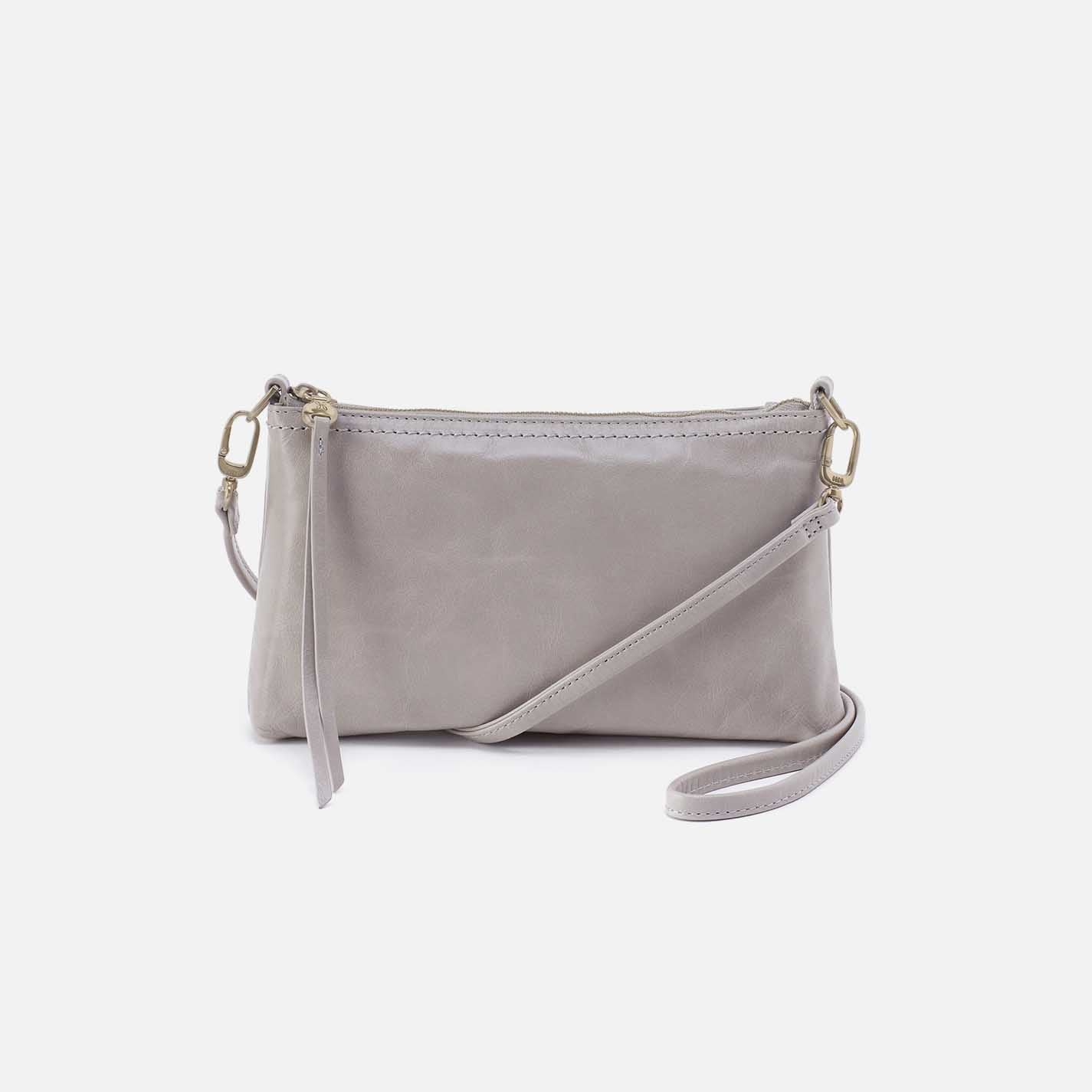 Darcy Crossbody in Polished Leather – Light Grey