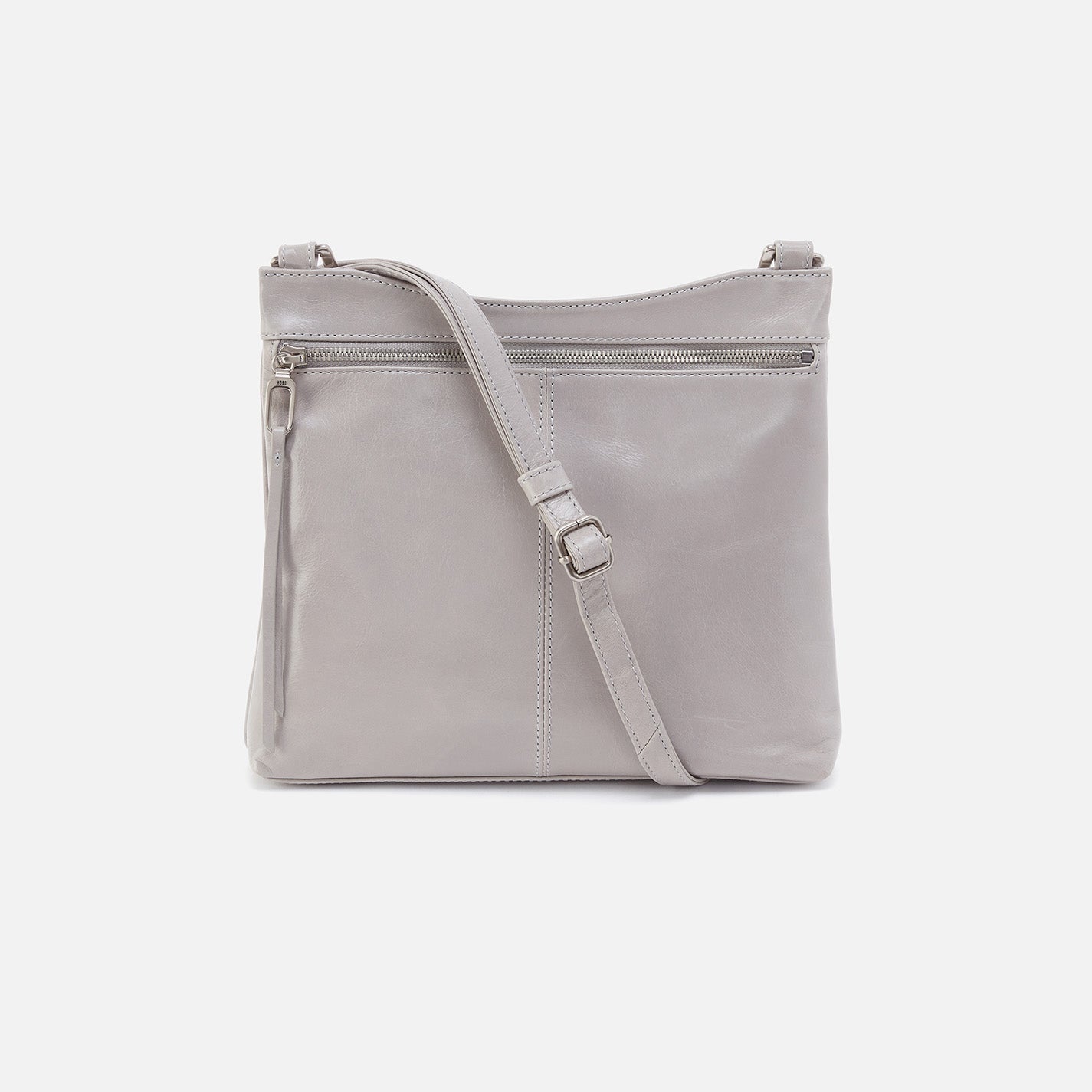 Cambel Crossbody In Polished Leather – Light Grey