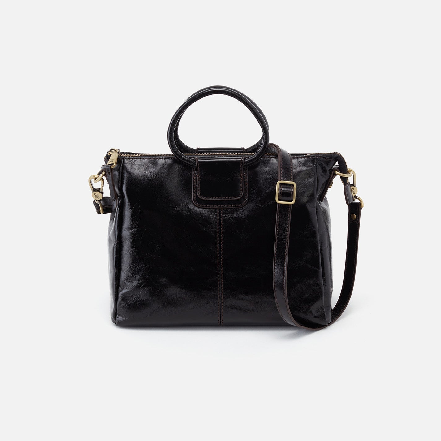 Sheila Medium Satchel in Polished Leather – Black