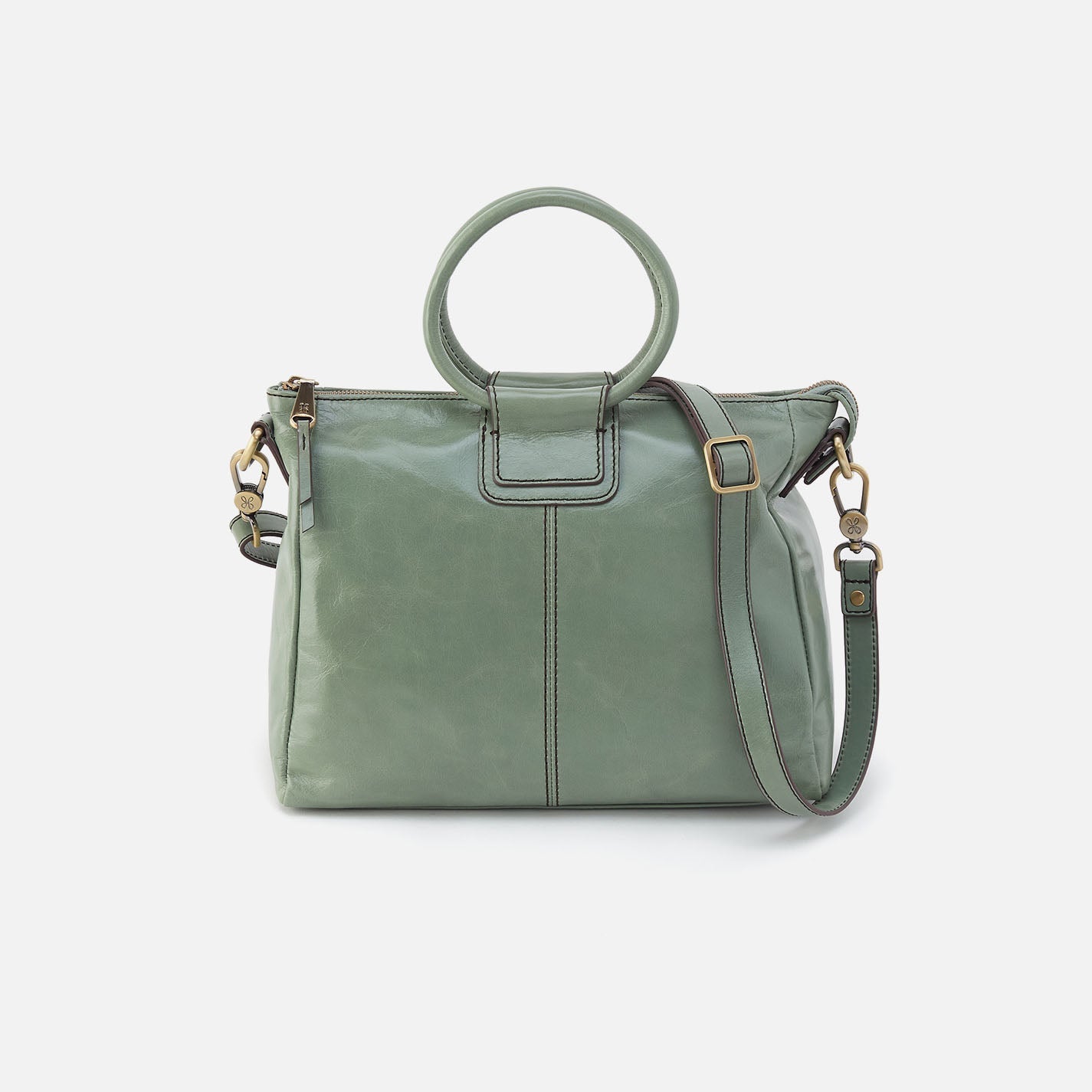 Sheila Medium Satchel In Polished Leather – Jade