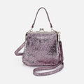 Alba Crossbody In Metallic Leather – Blush Crackle