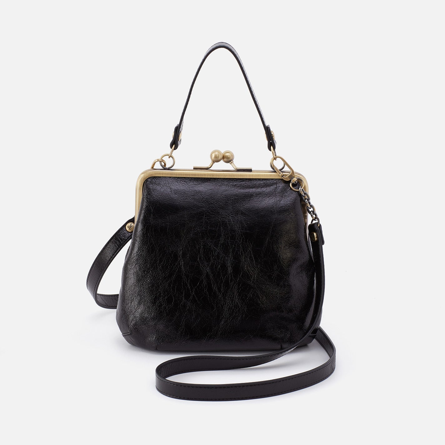 Alba Crossbody in Polished Leather – Black