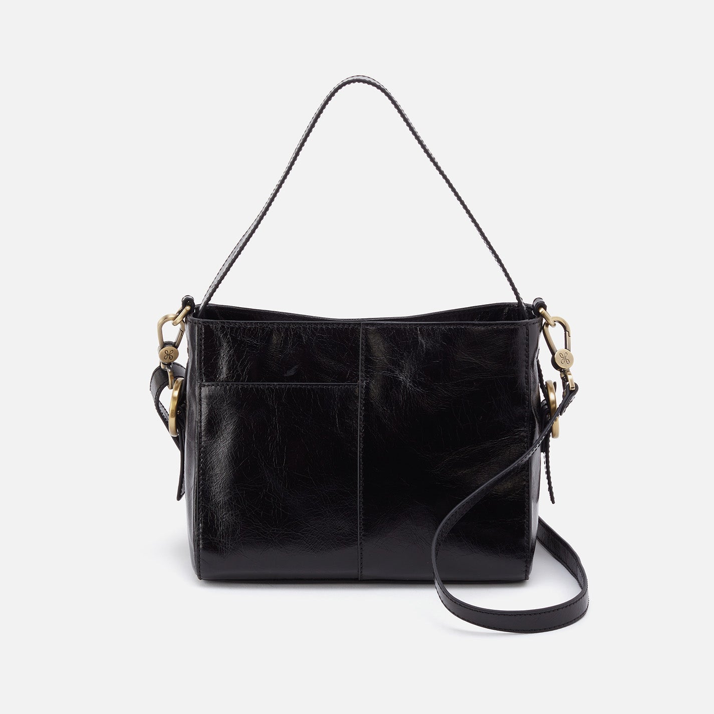Render Small Crossbody In Polished Leather – Black