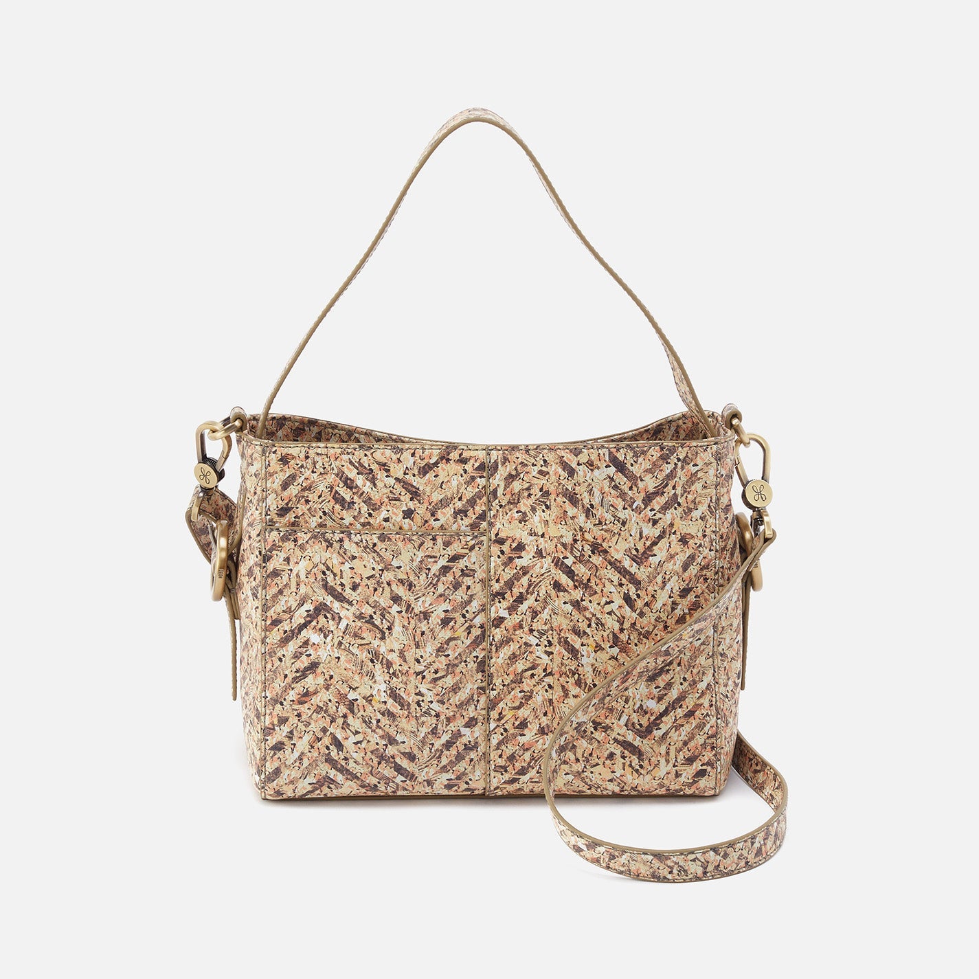 Render Small Crossbody In Printed Leather – Neutral Mosaic Print