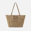 Sheila East-West Tote In Metallic Leather – Burnished Sage