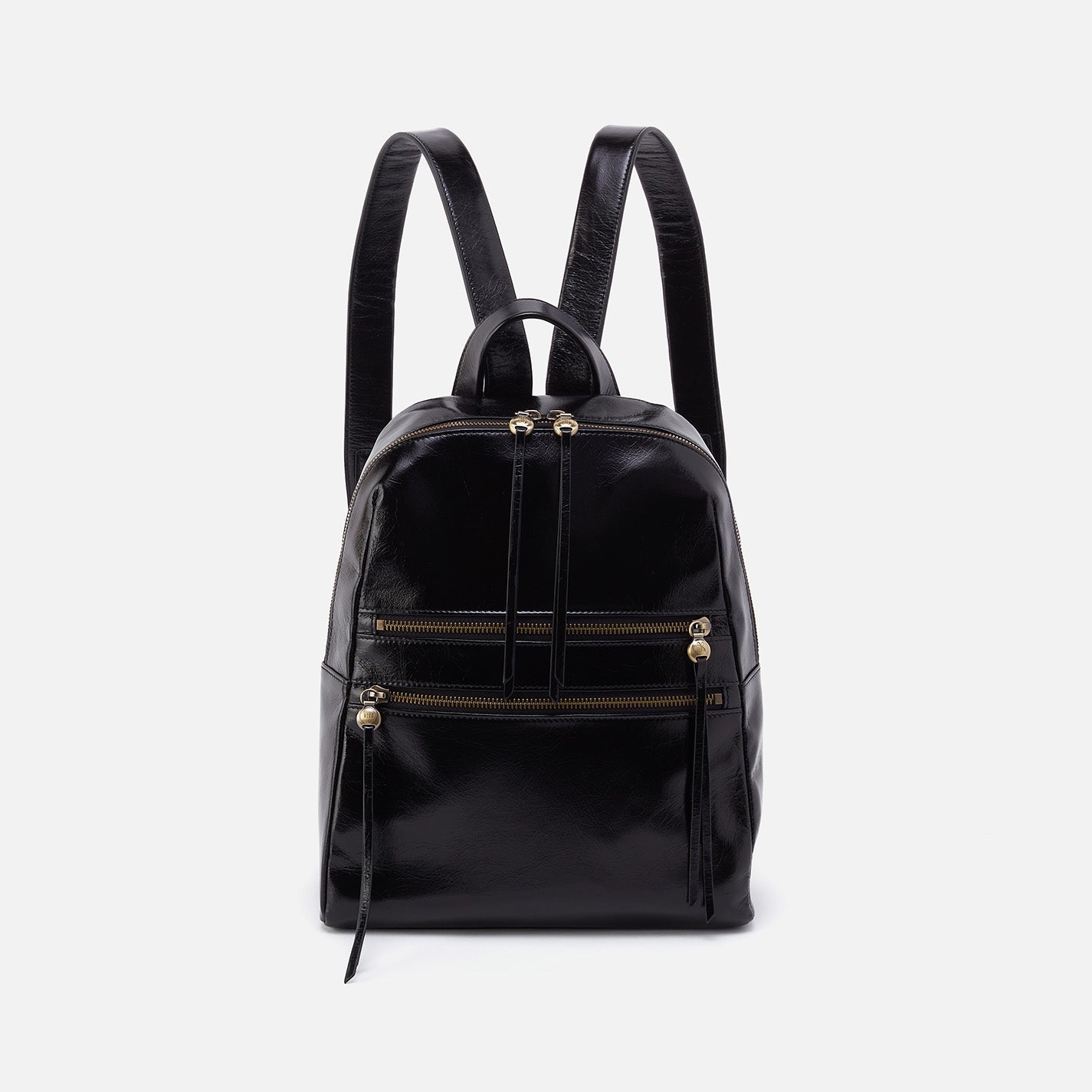 Billie Backpack In Polished Leather – Black