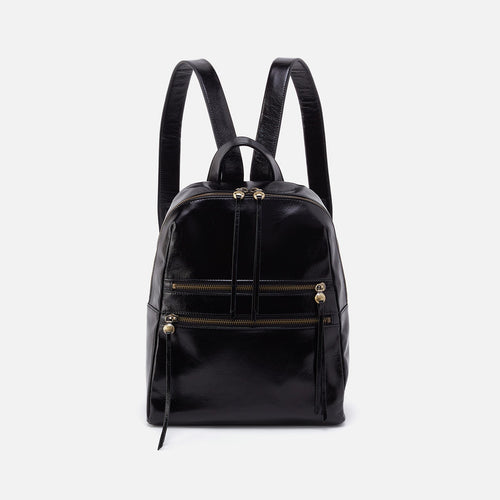 Billie Backpack In Polished Leather – Black