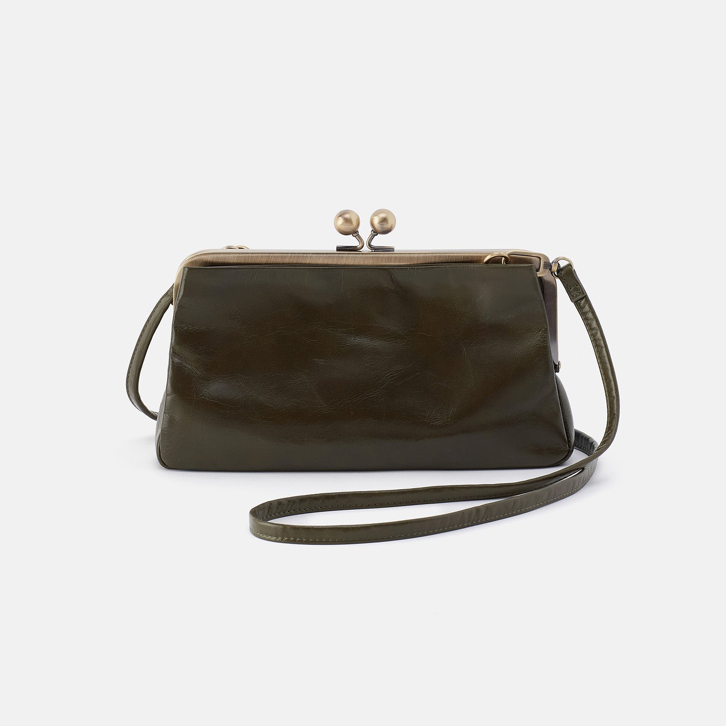 Lauren Frame Crossbody In Polished Leather – Deep Moss