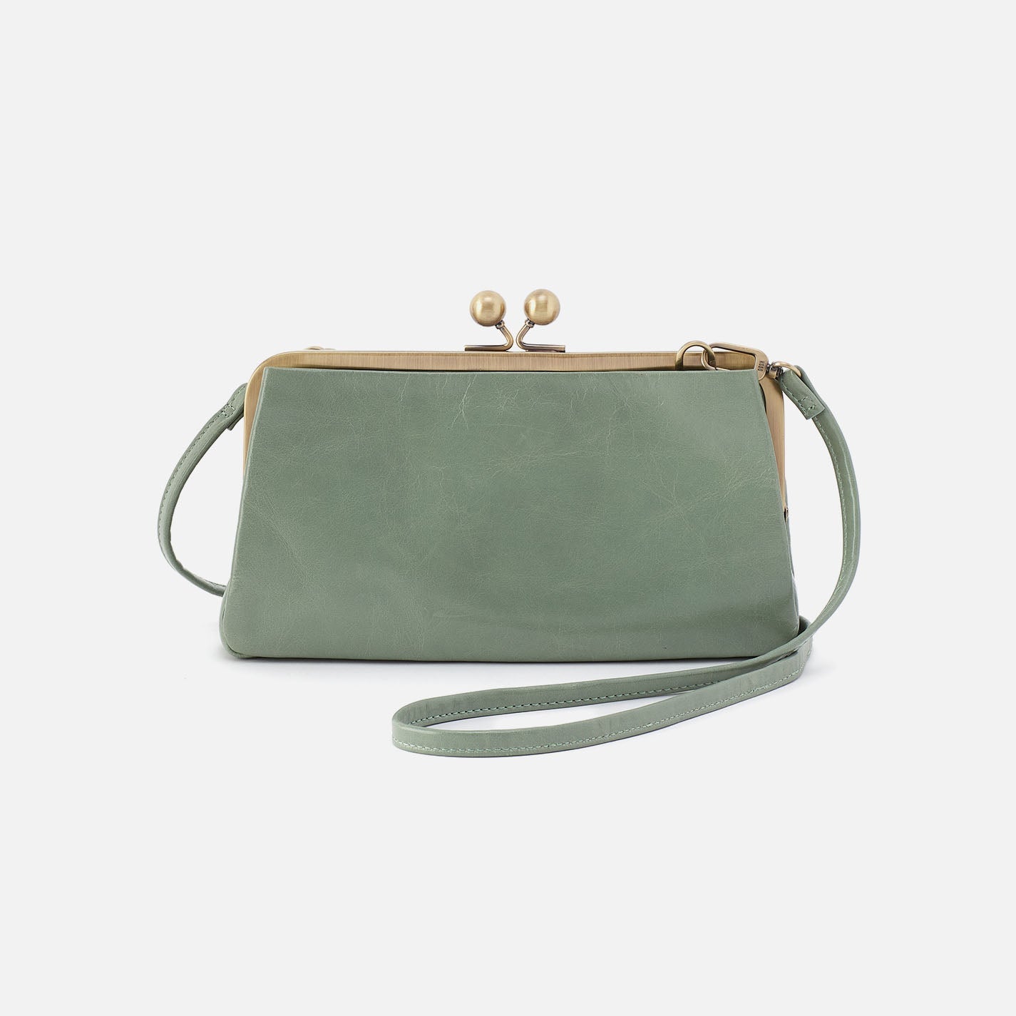 Lauren Frame Crossbody In Polished Leather – Jade